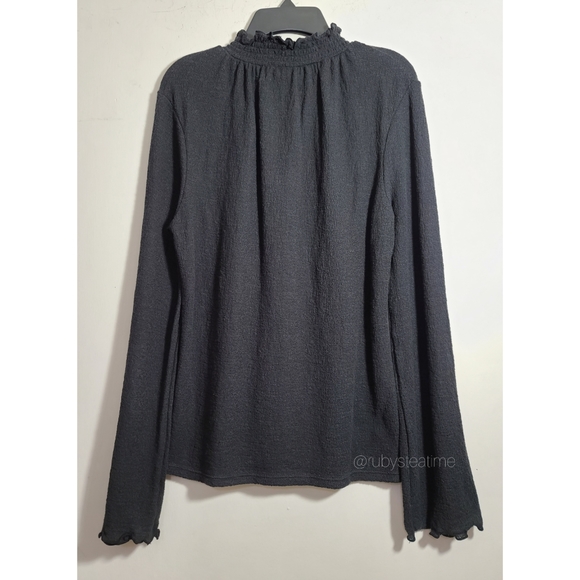 MADEWELL Texture & Thread - Mini Ruffle Mock Neck Top, Bell Sleeve, Cottagecore - Picture 3 of 9